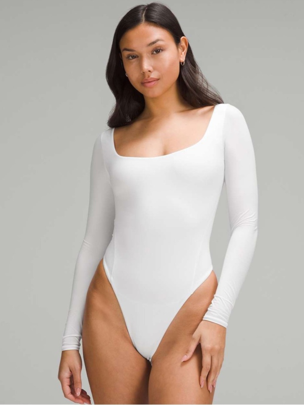 Lululemon Wundermost Ultra-Soft Nulu Square-Neck Long-Sleeve Bodysuit White L